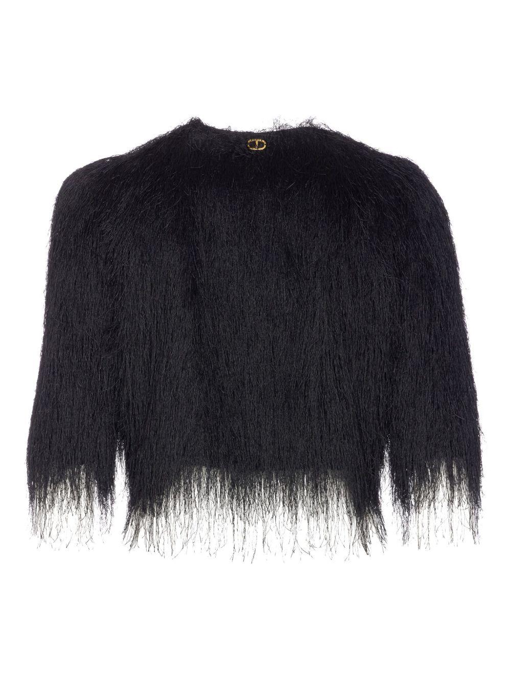 TWINSET Black faux fur shawl from