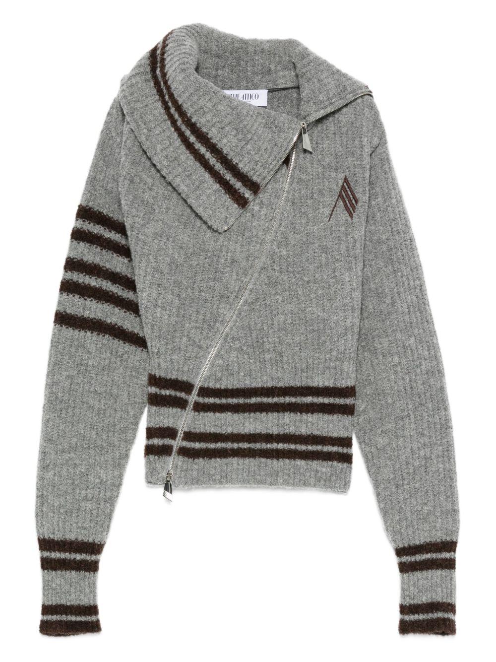 THE ATTICO Cardigan a righe con chiusura asimmetrica