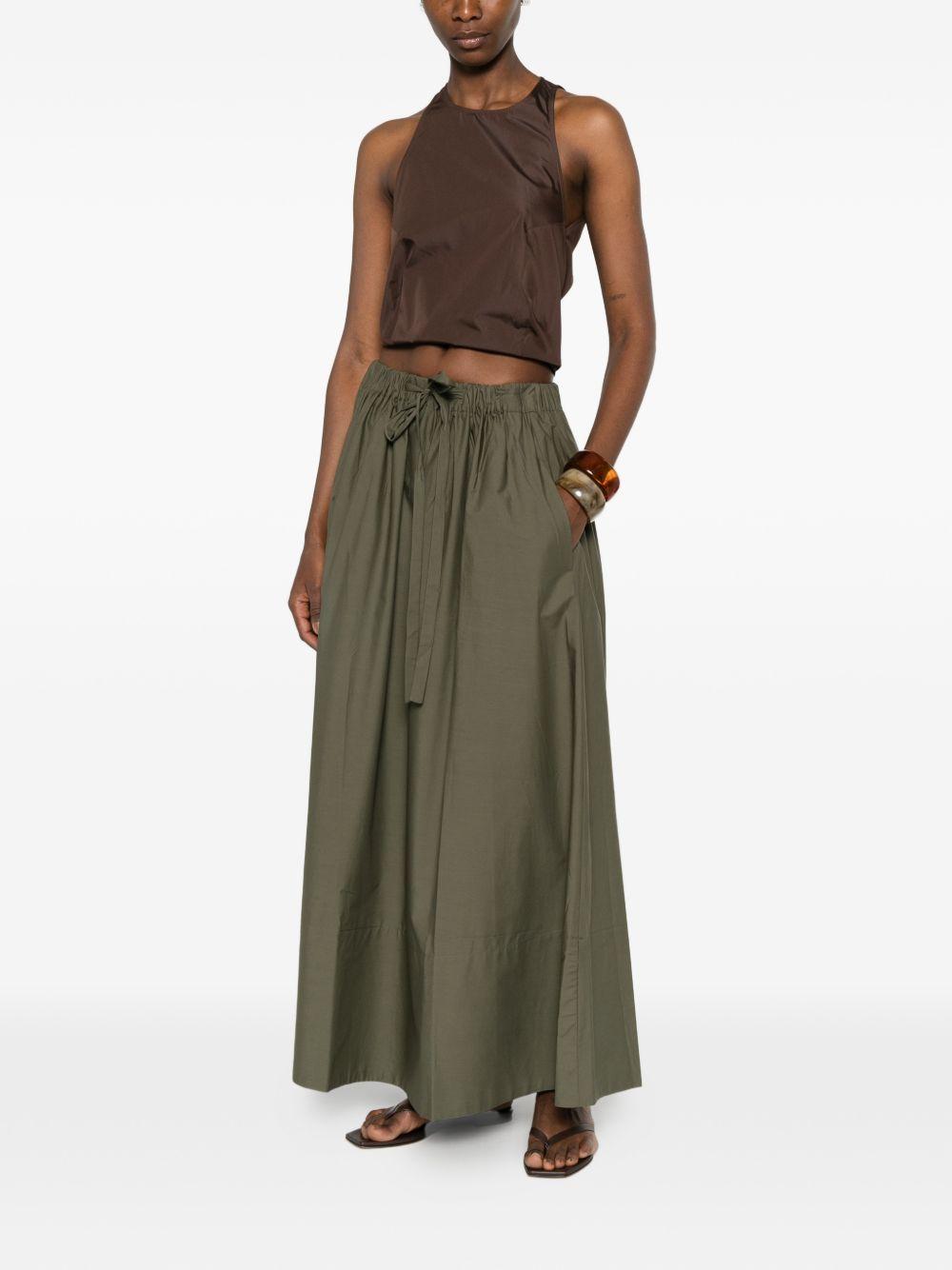 PEUTEREY Gonna midi Madeline in cotone verde scuro