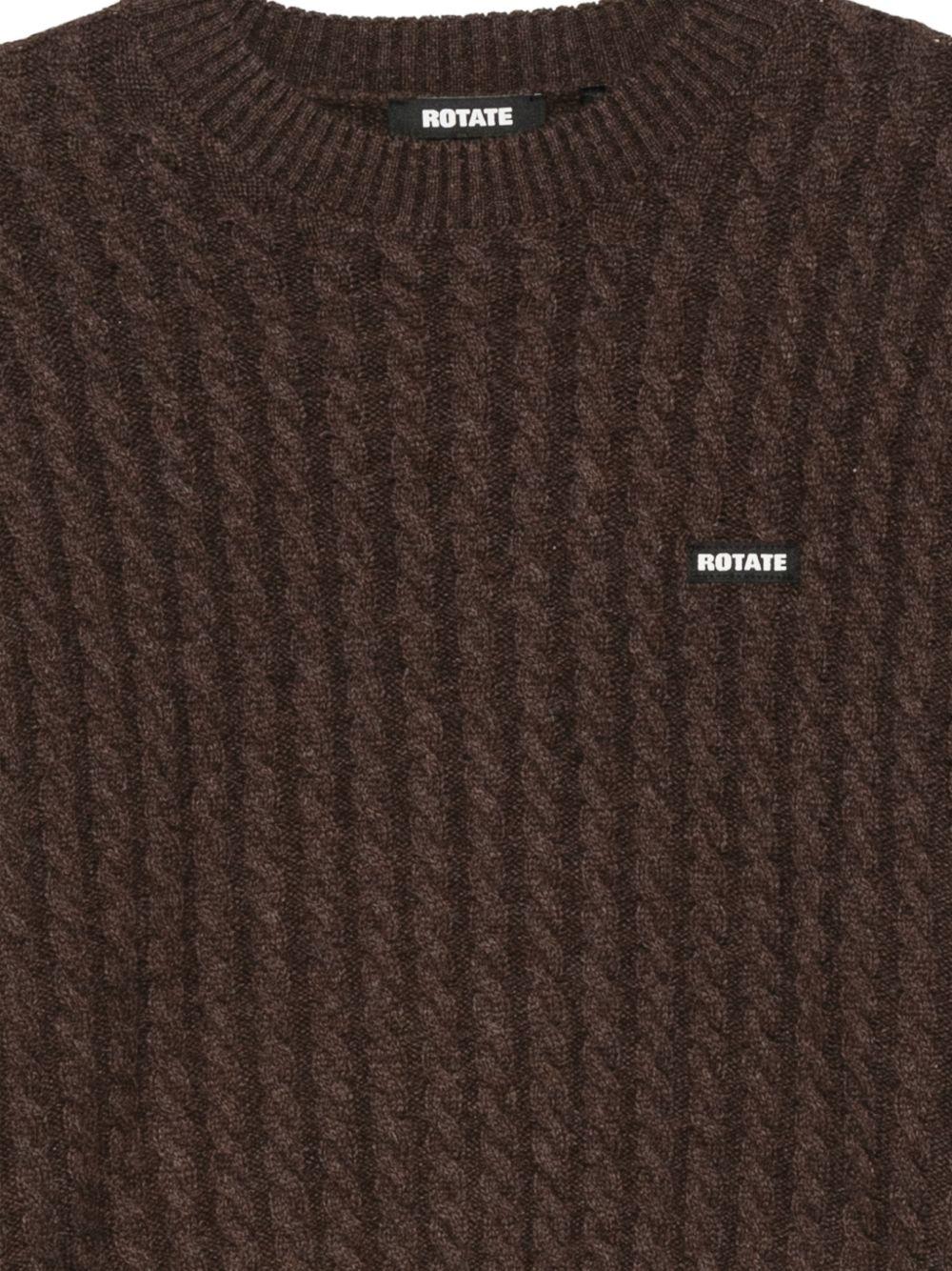ROTATE Maglia marrone in lana e cashmere con patch logo