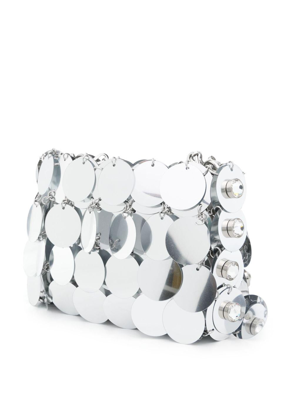 RABANNE Borsa a spalla in maglia metallica argento