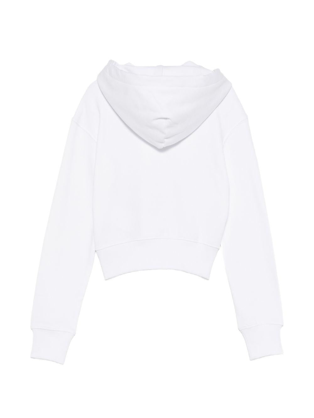 VERSACE JEANS COUTURE Felpa bianca con cappuccio e stampa