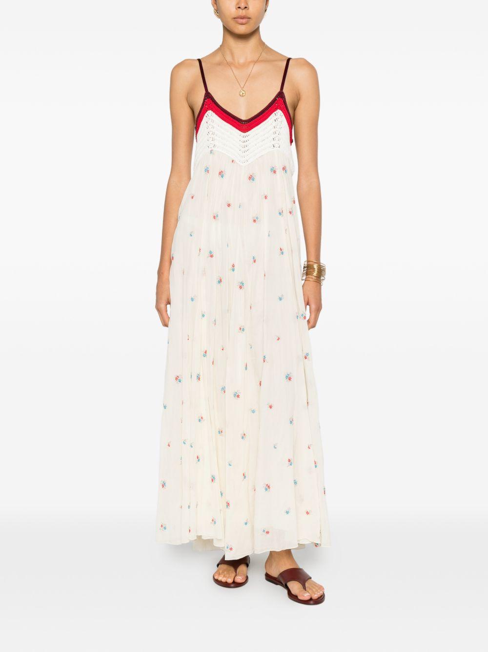 FORTE FORTE Abito lungo in cotone misto seta con micro fantasia