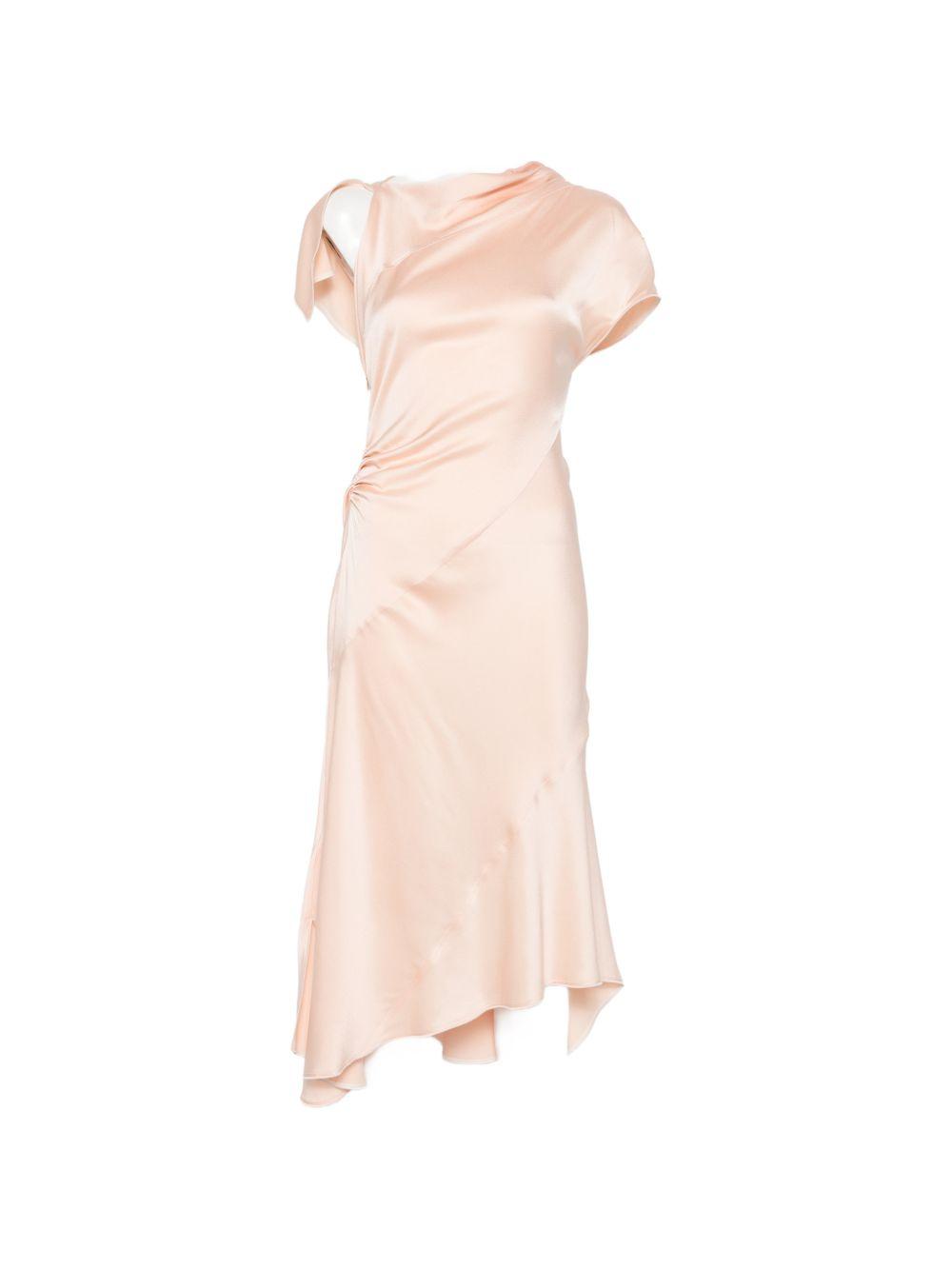 VICTORIA BECKHAM Abito midi satinato rosa chiaro con asimmetrie