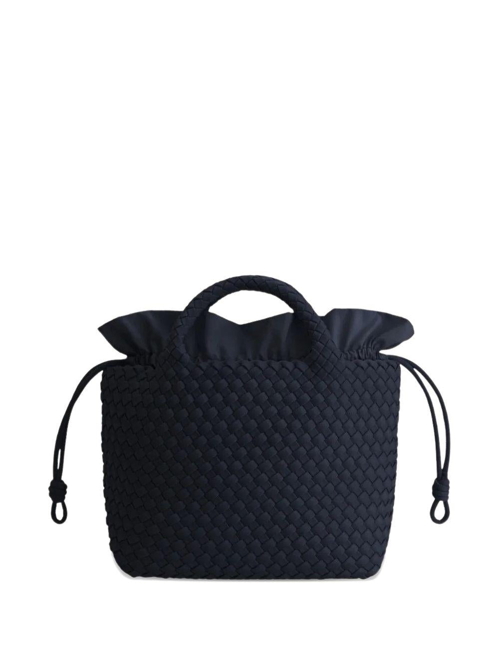 MARREA Borsa a mano nera con texture intrecciato