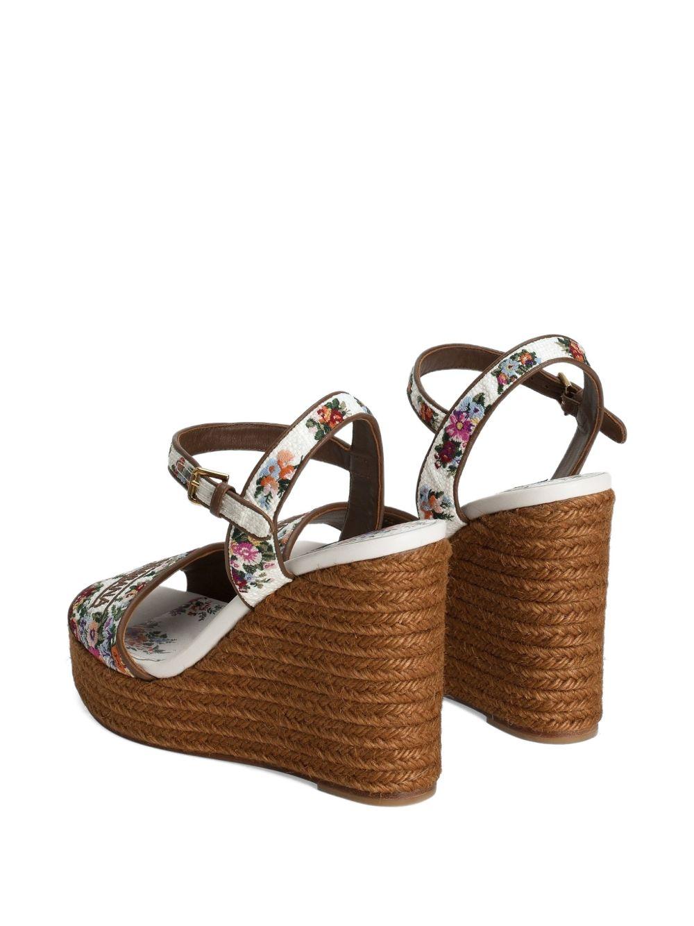 DOLCE e GABBANA Zeppe in rafia con stampa floreale