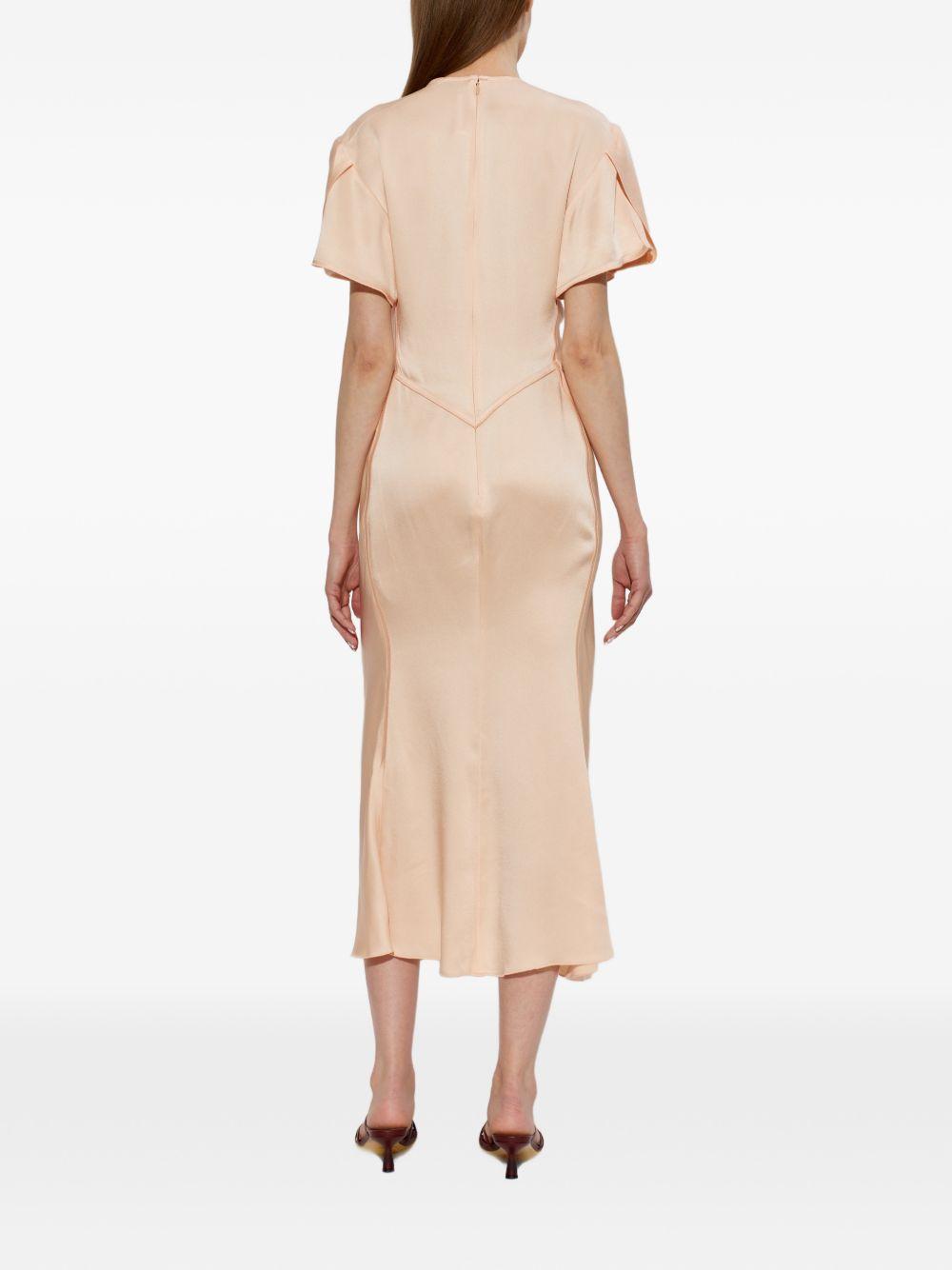 VICTORIA BECKHAM Abito midi pesca increspato