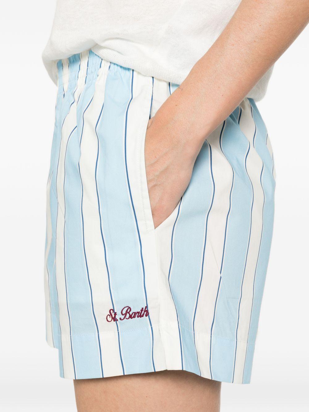 MC2 SAINT BARTH Shorts da mare a righe Meave con logo ricamato