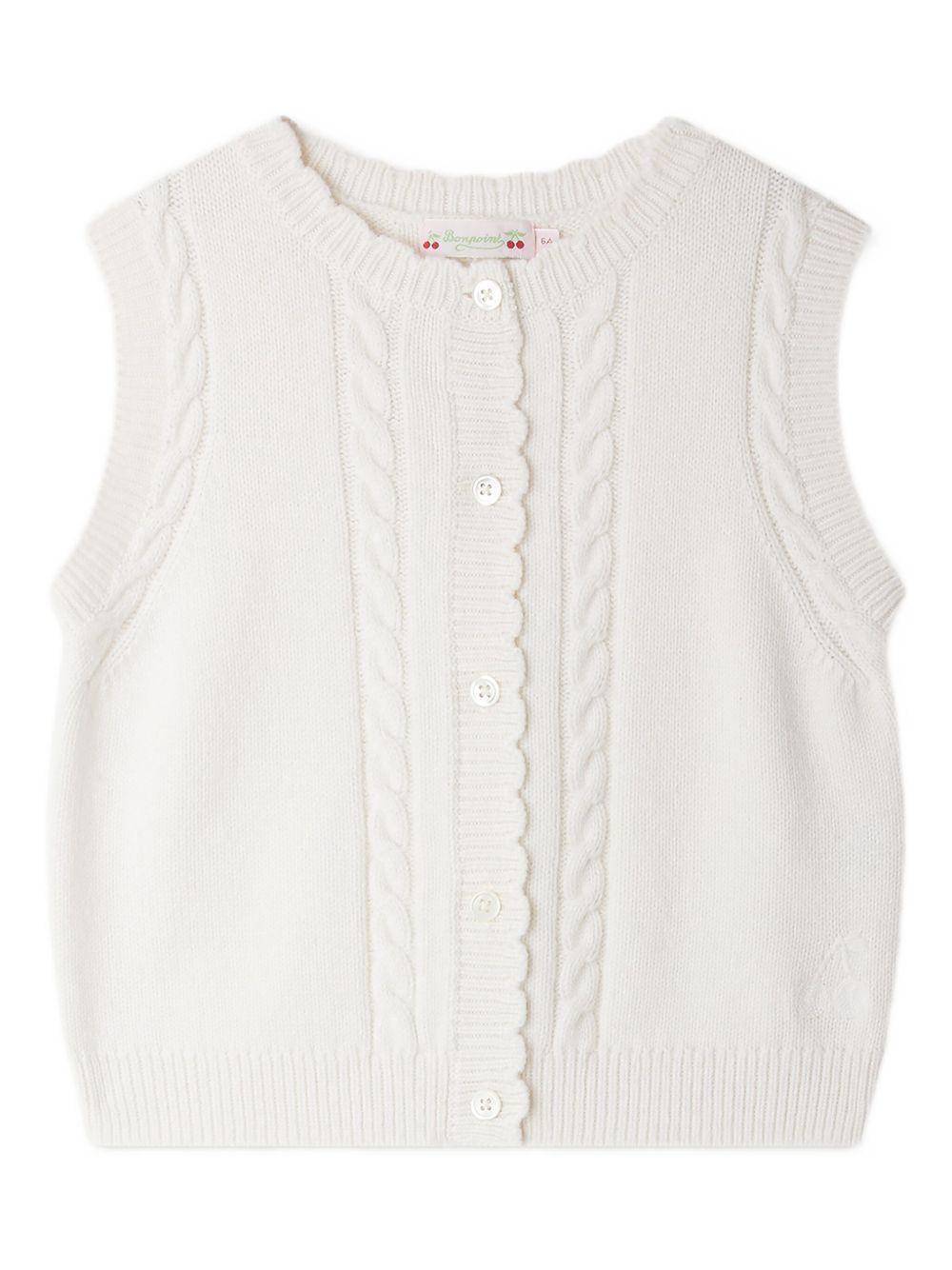 BONPOINT Cardigan smanicato con lavorazione a maglia intrecciata