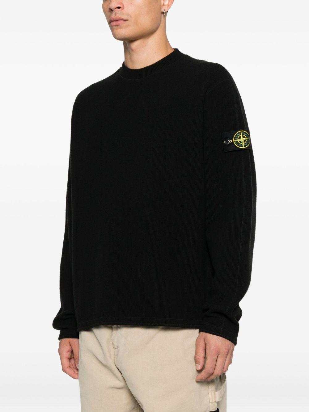 STONE ISLAND Maglia nera in cotone organico