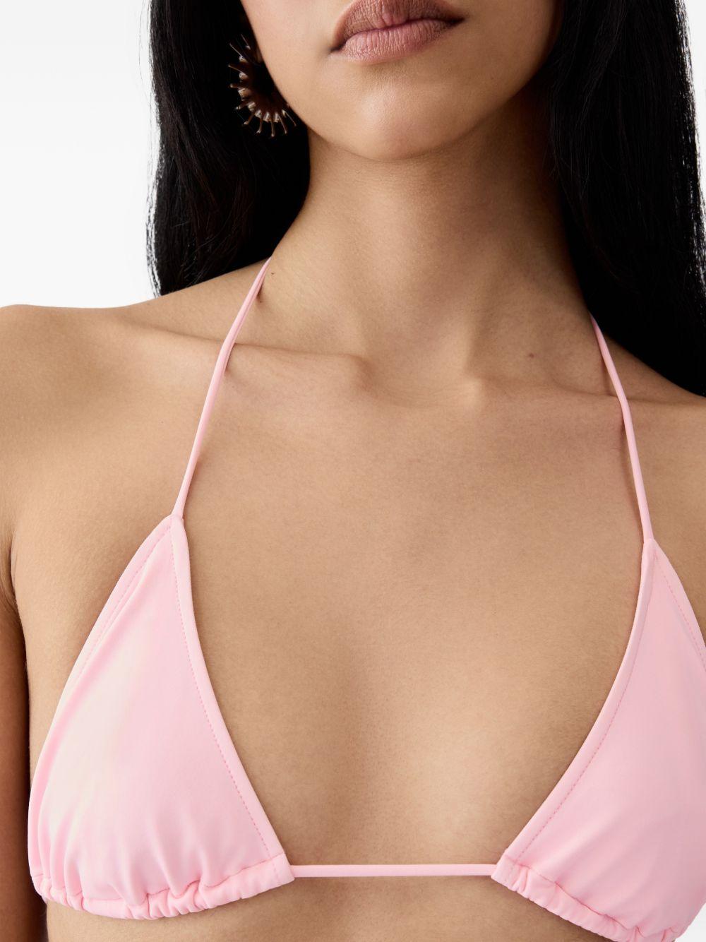 JACQUEMUS Top bikini Triangle rosa con perline