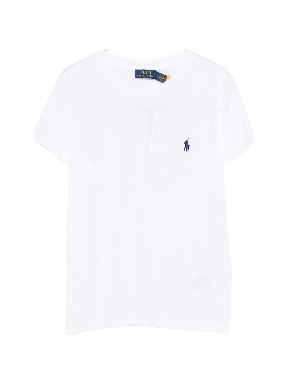 POLO RALPH LAUREN T-shirt in cotone bianco con pony blu