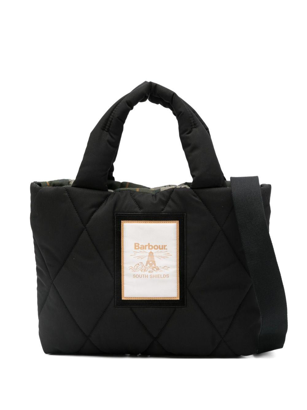 BARBOUR Borsa tote imbottita con logo