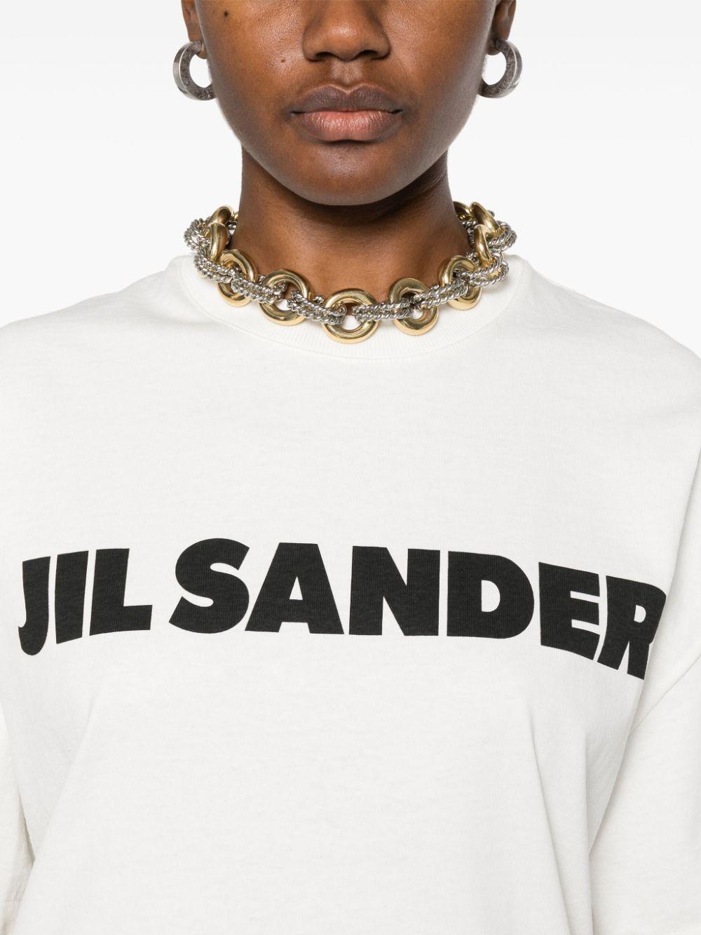 JIL SANDER T-shirt in cotone bianco con logo nero