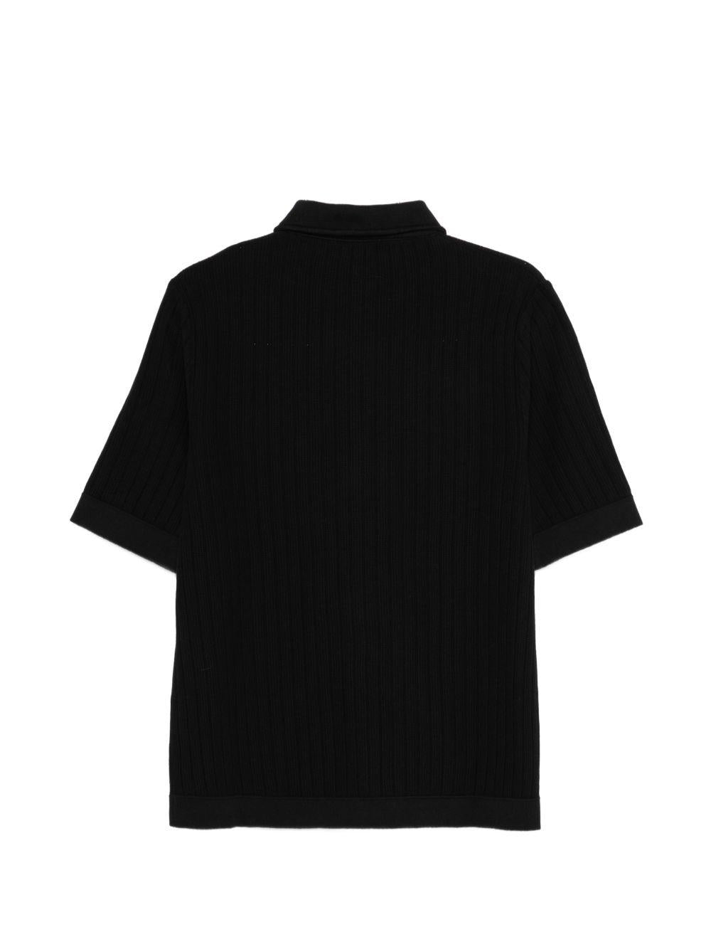 LARDINI Maglia in cotone nero con bottoni e maniche corte