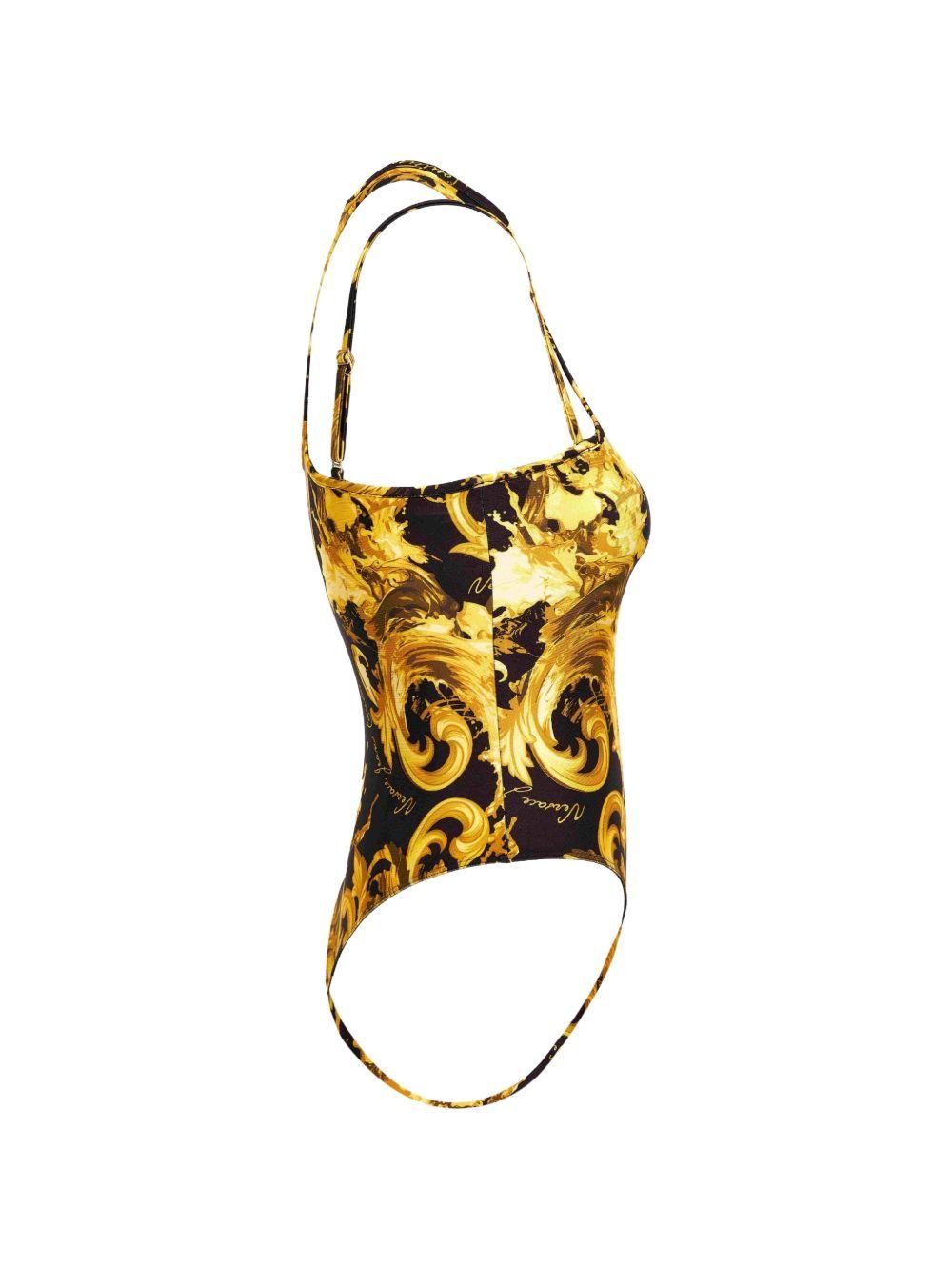 VERSACE JEANS COUTURE Body con stampa nera e oro