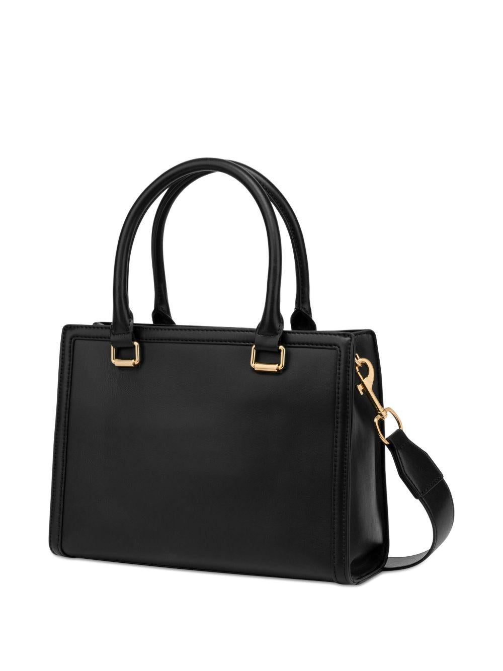 LOVE MOSCHINO Tote bag nera con catena logo