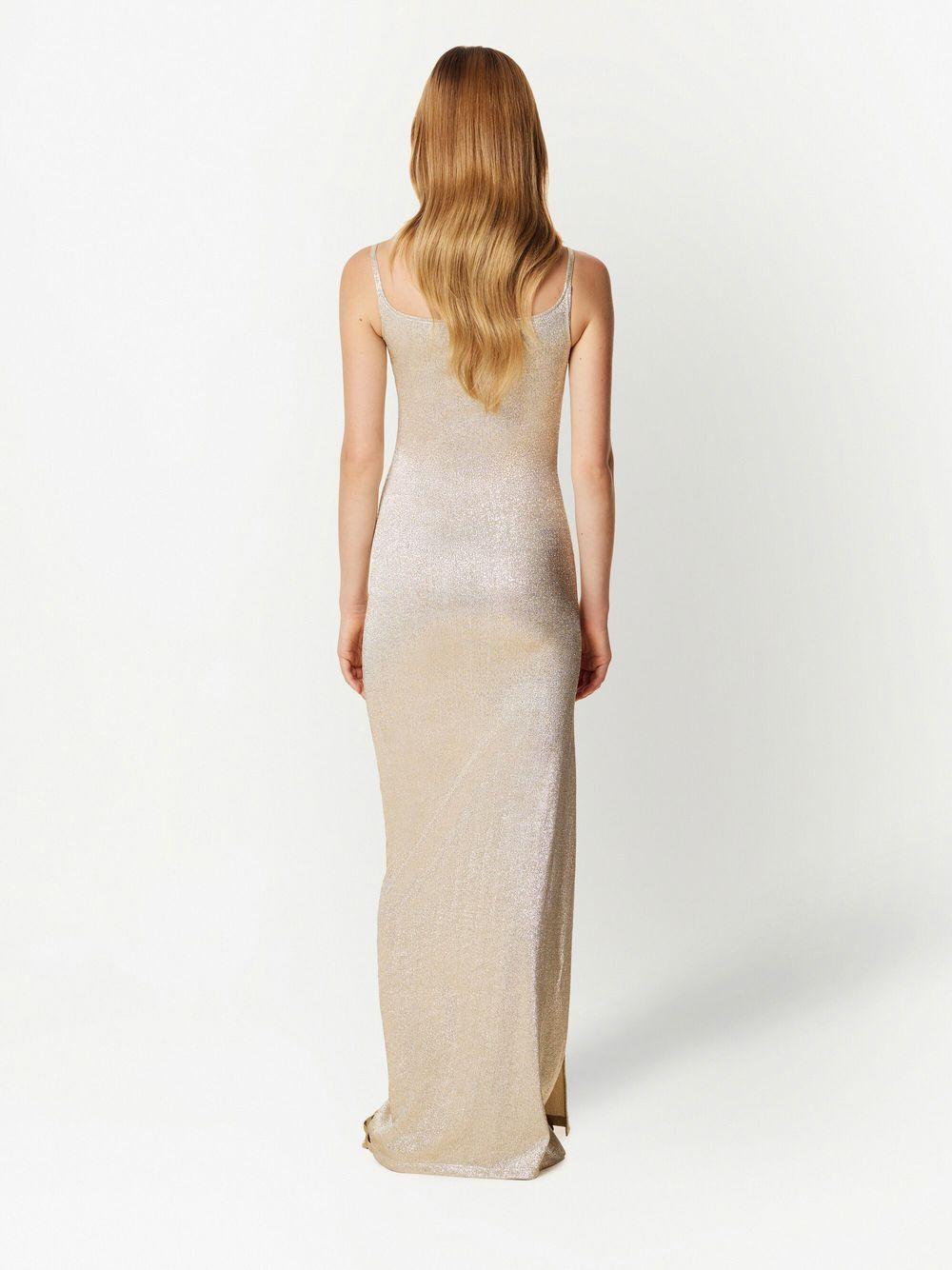 RABANNE Abito Paco in lurex dorato con spacco