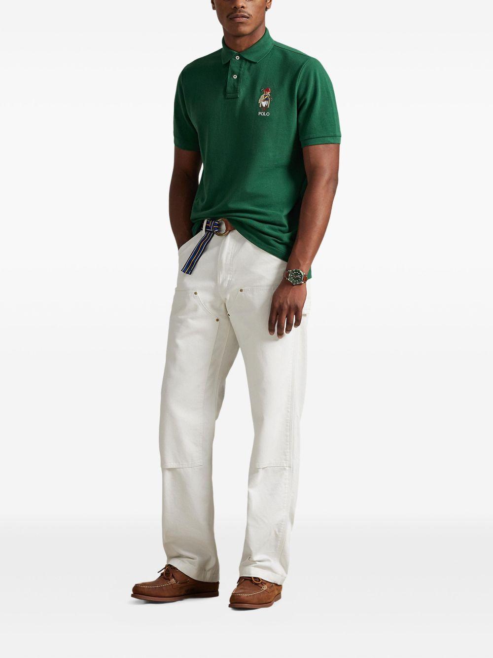 POLO RALPH LAUREN Polo in cotone verde con orso