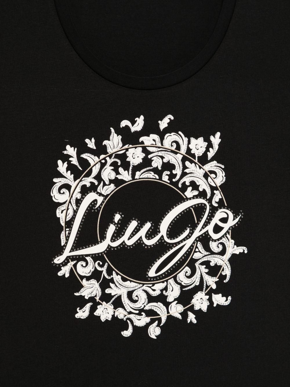 LIUJO T-shirt in cotone nero con stampa