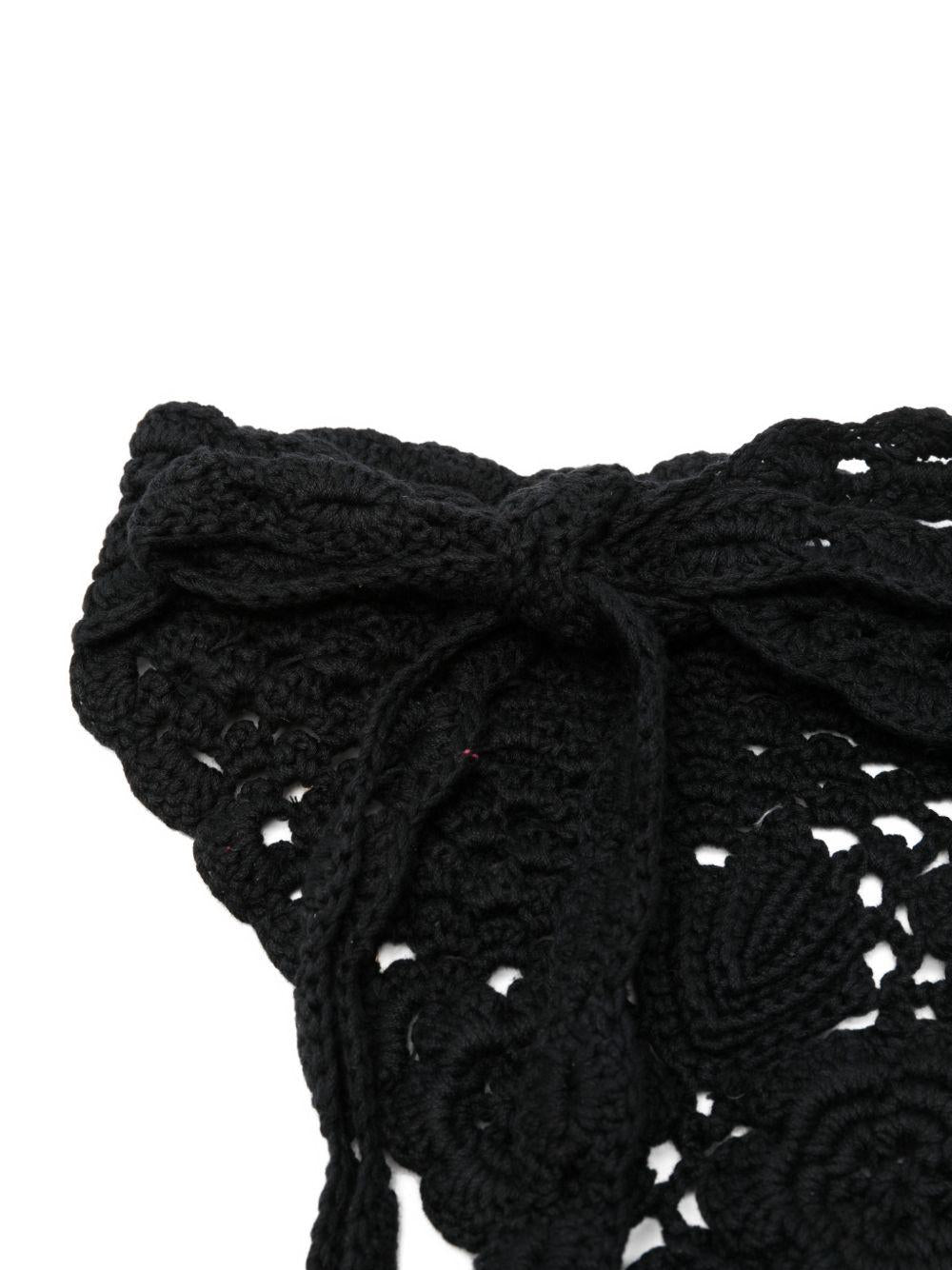 GANNI Foulard per la testa in cotone crochet nero