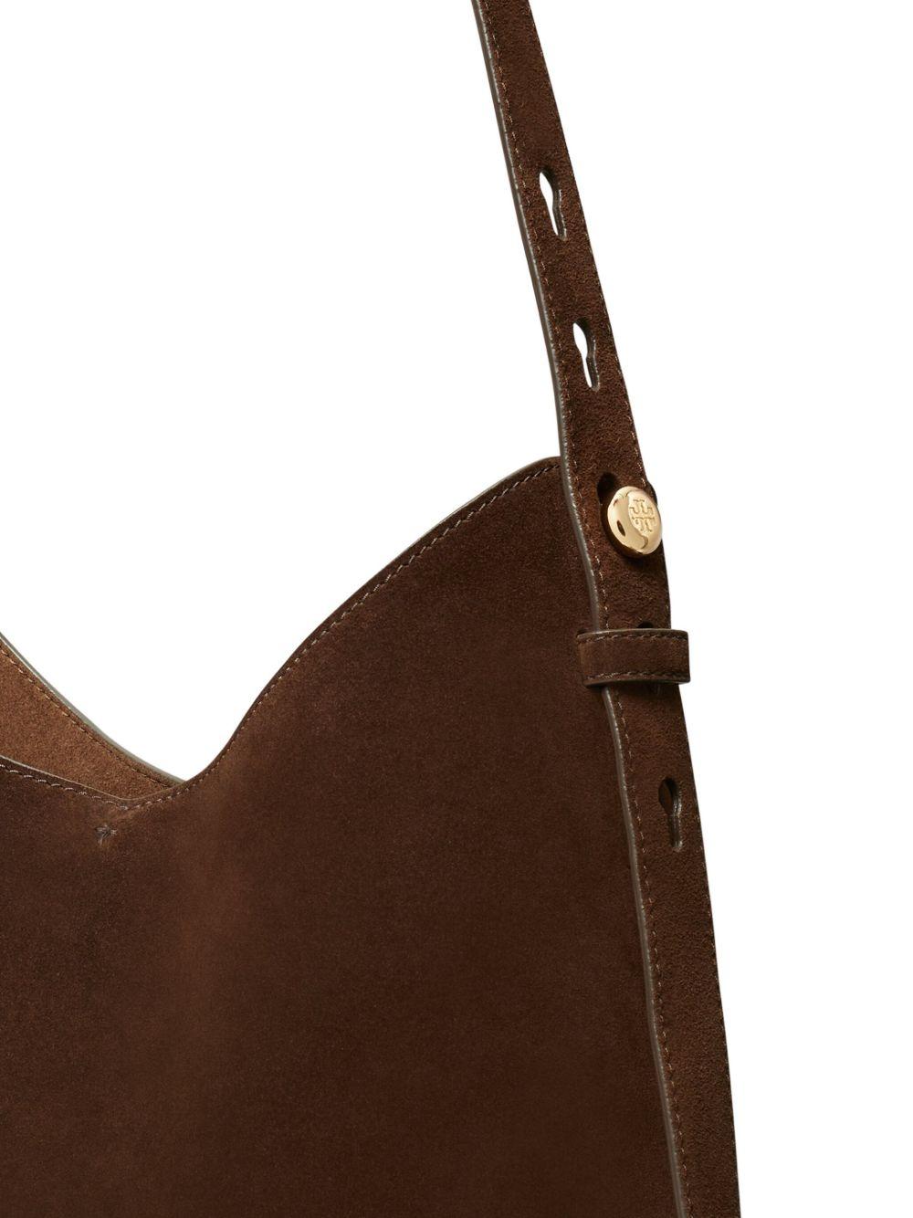 TORY BURCH Borsa a spalla 'Hobo Romy' in suede marrone scuro