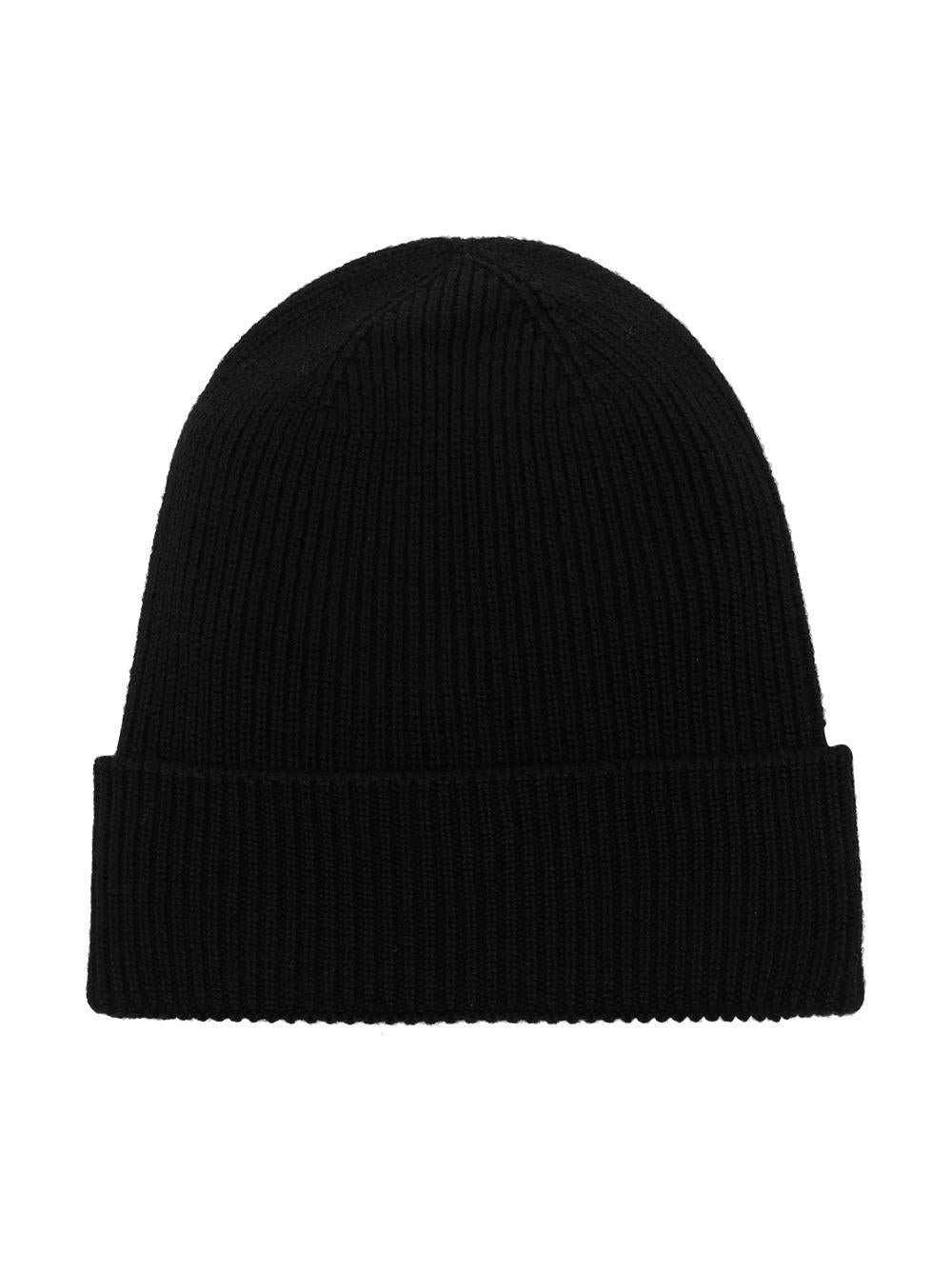 MONCLER Cappello con logo in lana e cashmere nero
