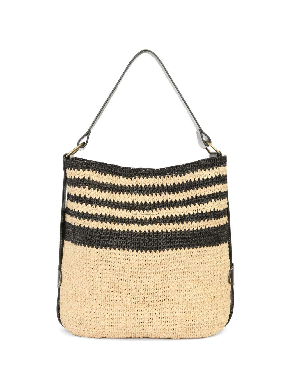 ISABEL MARANT Borsa a spalla Bayia in rafia beige e pelle