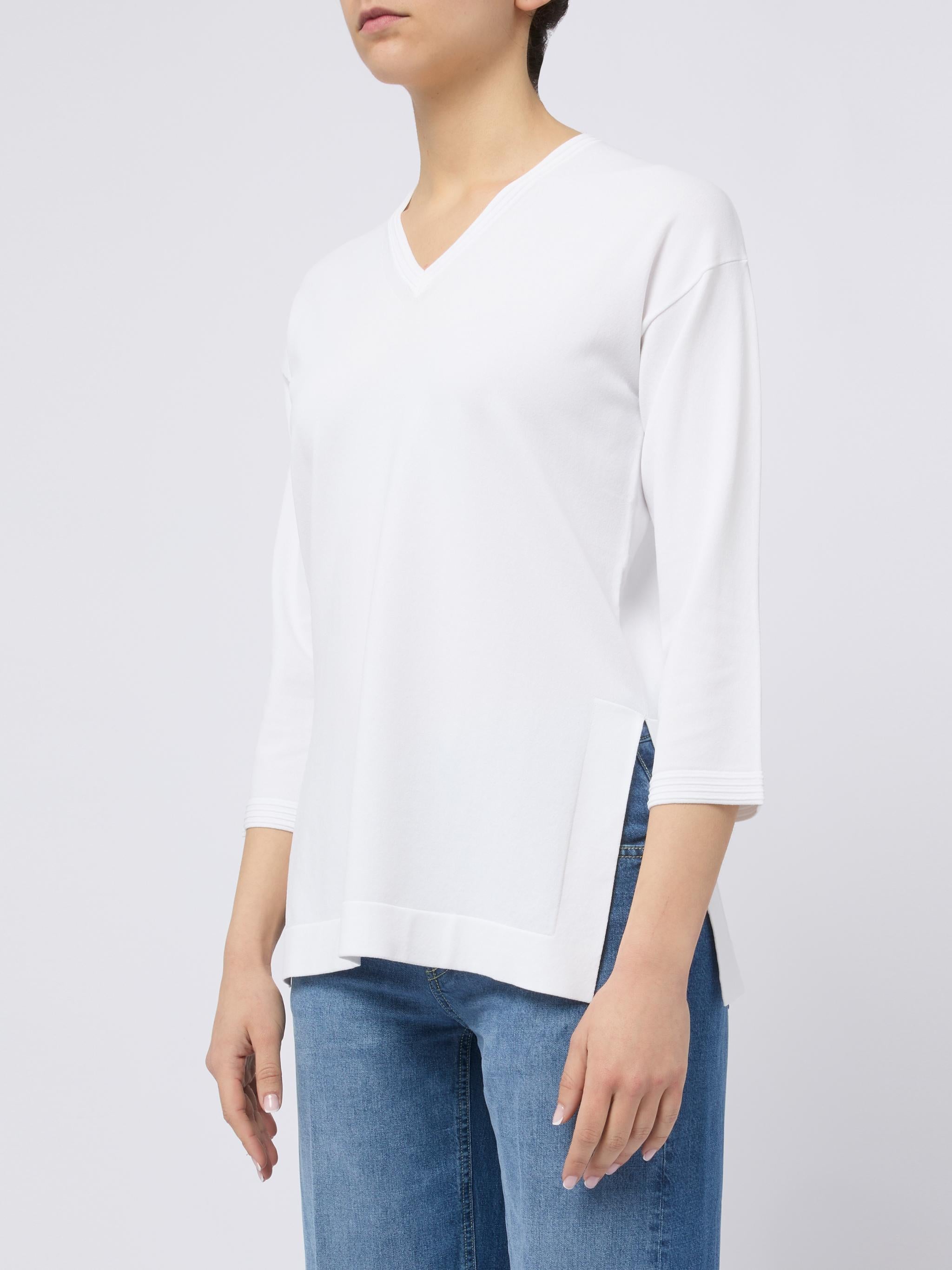 MAX MARA T-shirt bianca Palloro con maniche 3/4 e spacchi laterali
