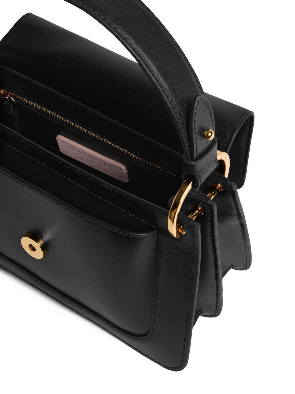 COCCINELLE Borsa a mano nera in pelle con logo