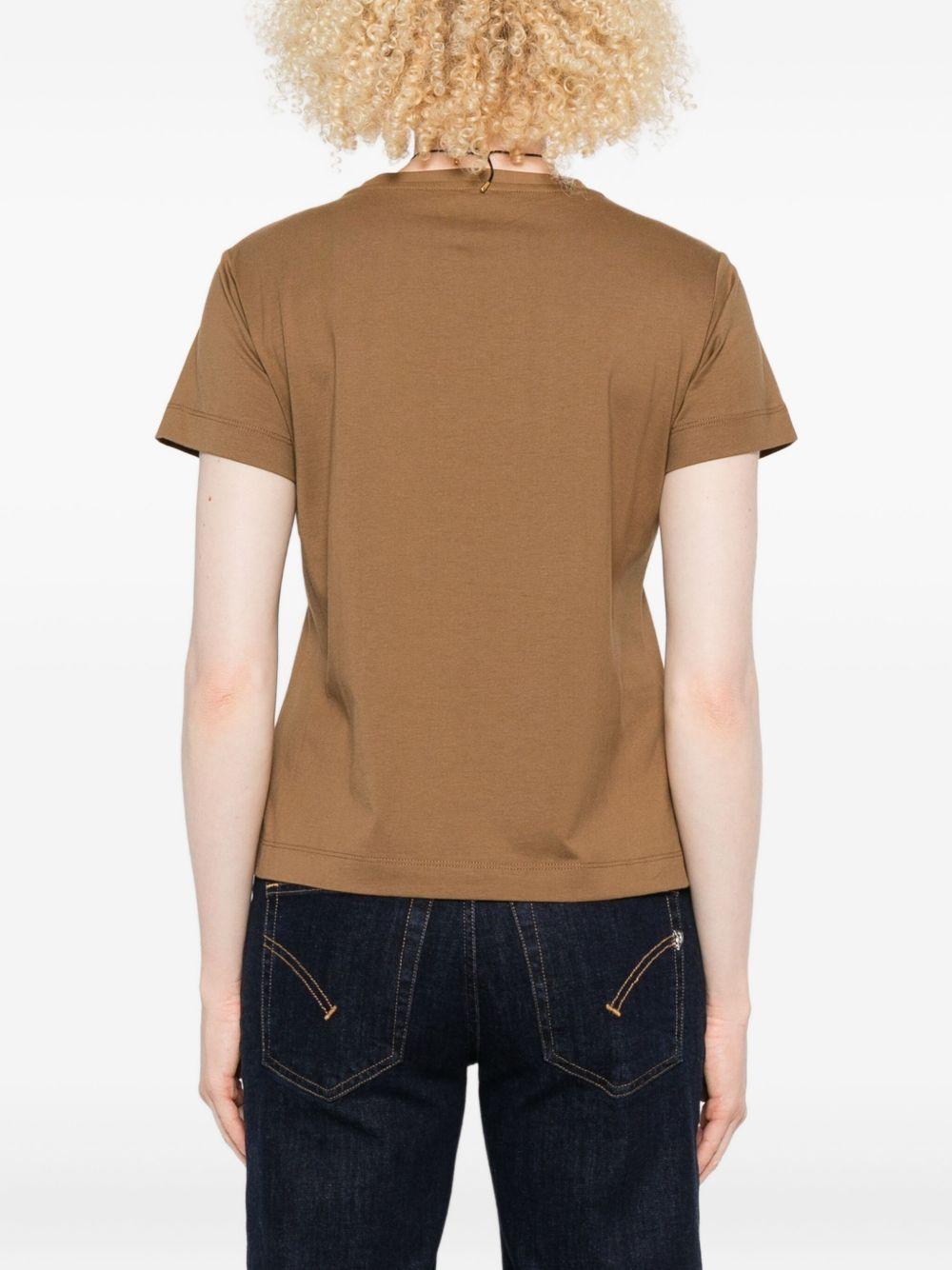 PINKO T-Shirt 'Nambrone' girocollo in cotone marrone con logo<BR/>