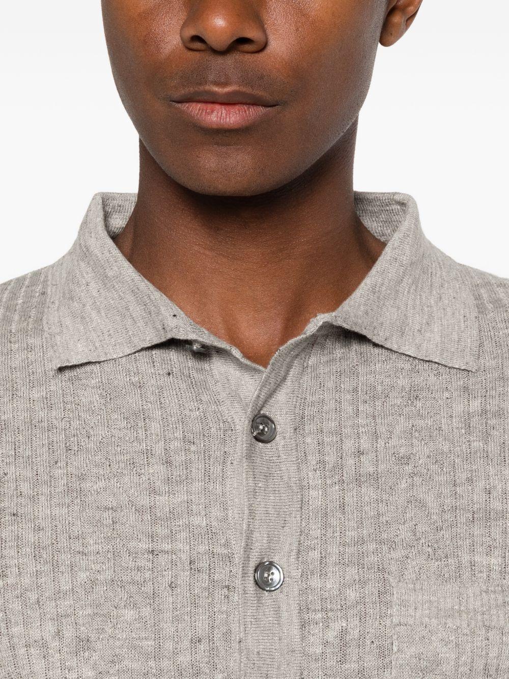 DANIELE FIESOLI Polo in cotone grigio a maglia costine con colletto a punte