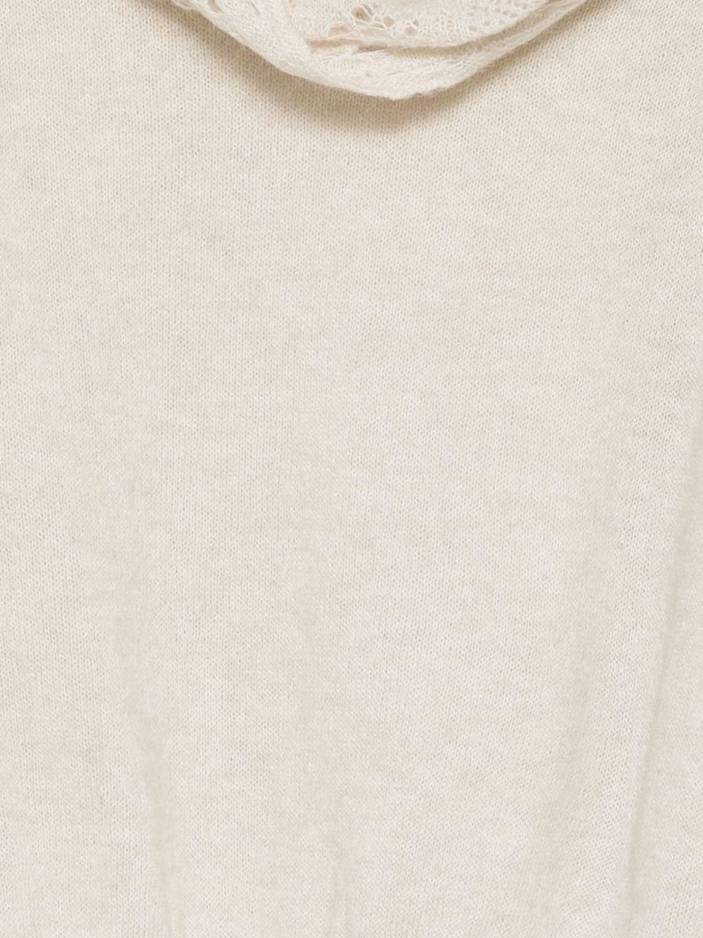 D EXTERIOR Maglia bianca traforata con collo a scialle