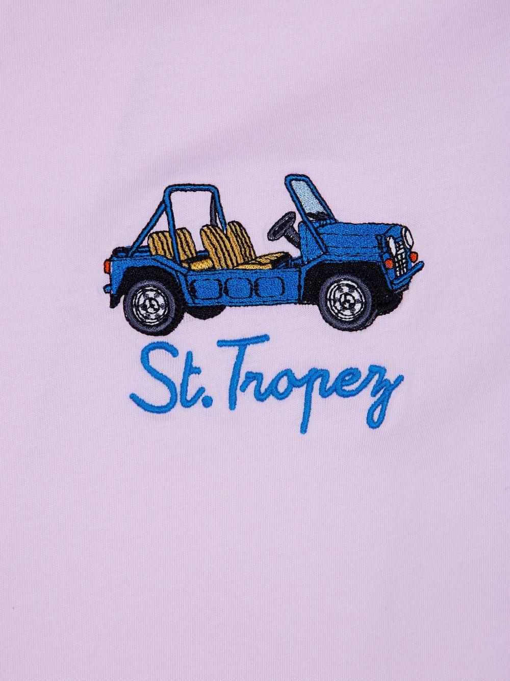 MC2 SAINT BARTH T-shirt Portofino in cotone lilla con ricamo