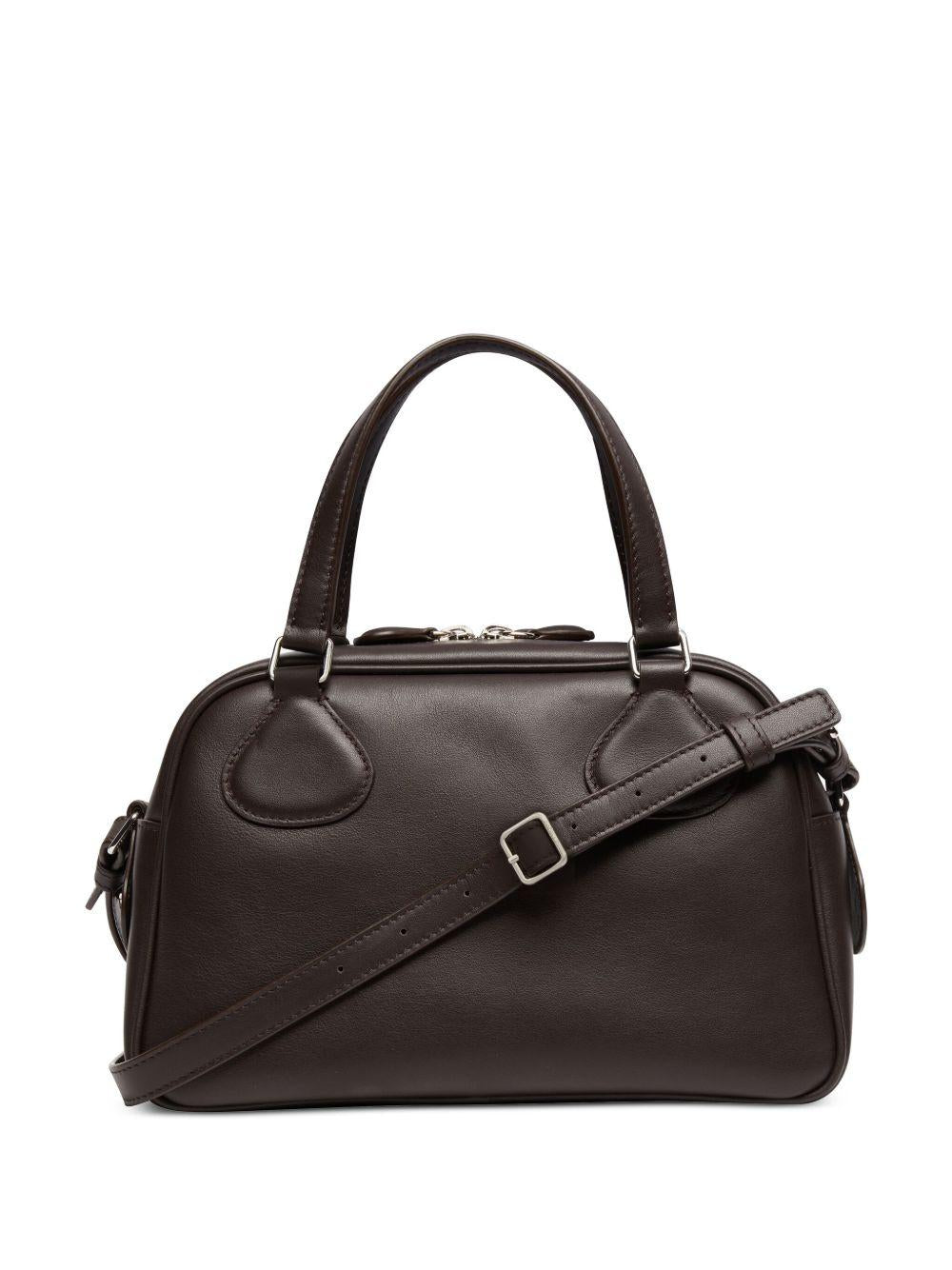 COURREGES Borsa bowling 'Re-edition' in pelle cioccolato