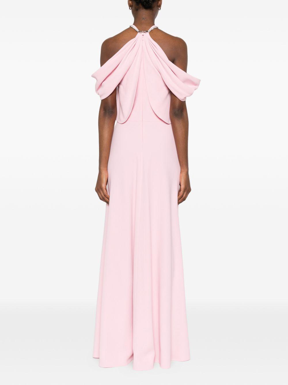 ALBERTA FERRETTI Abito lungo rosa con scollo halter