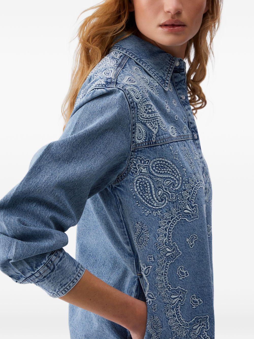 LIUJO Giacca camicia in denim con motivo Jacquard