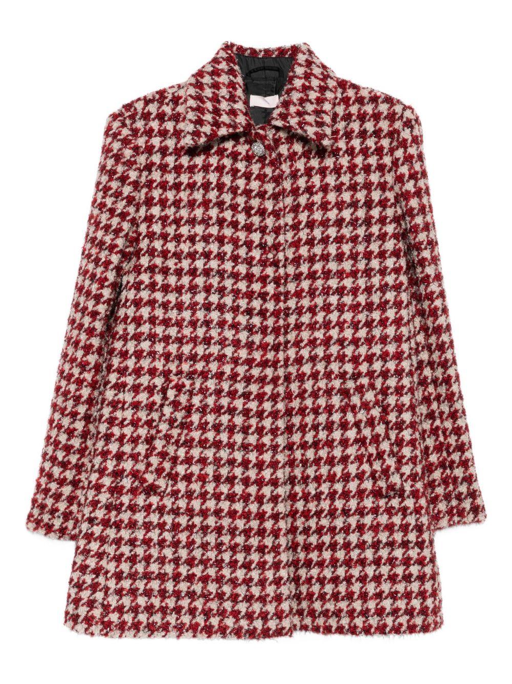 LIUJO Cappotto pied-de-poule rosso e beige