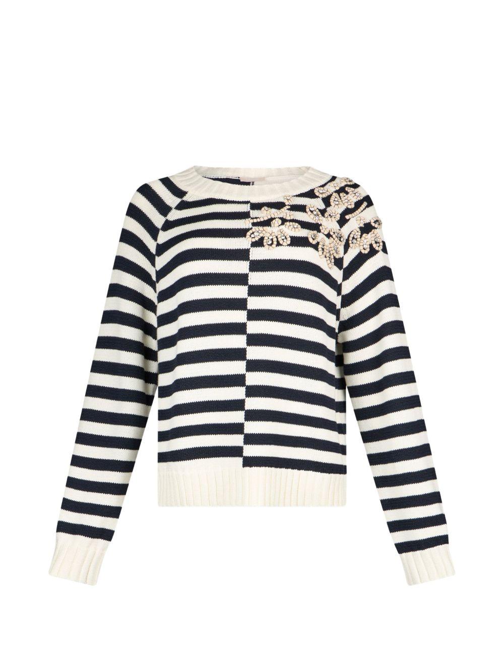 LIUJO Maglia girocollo a righe con decorazione