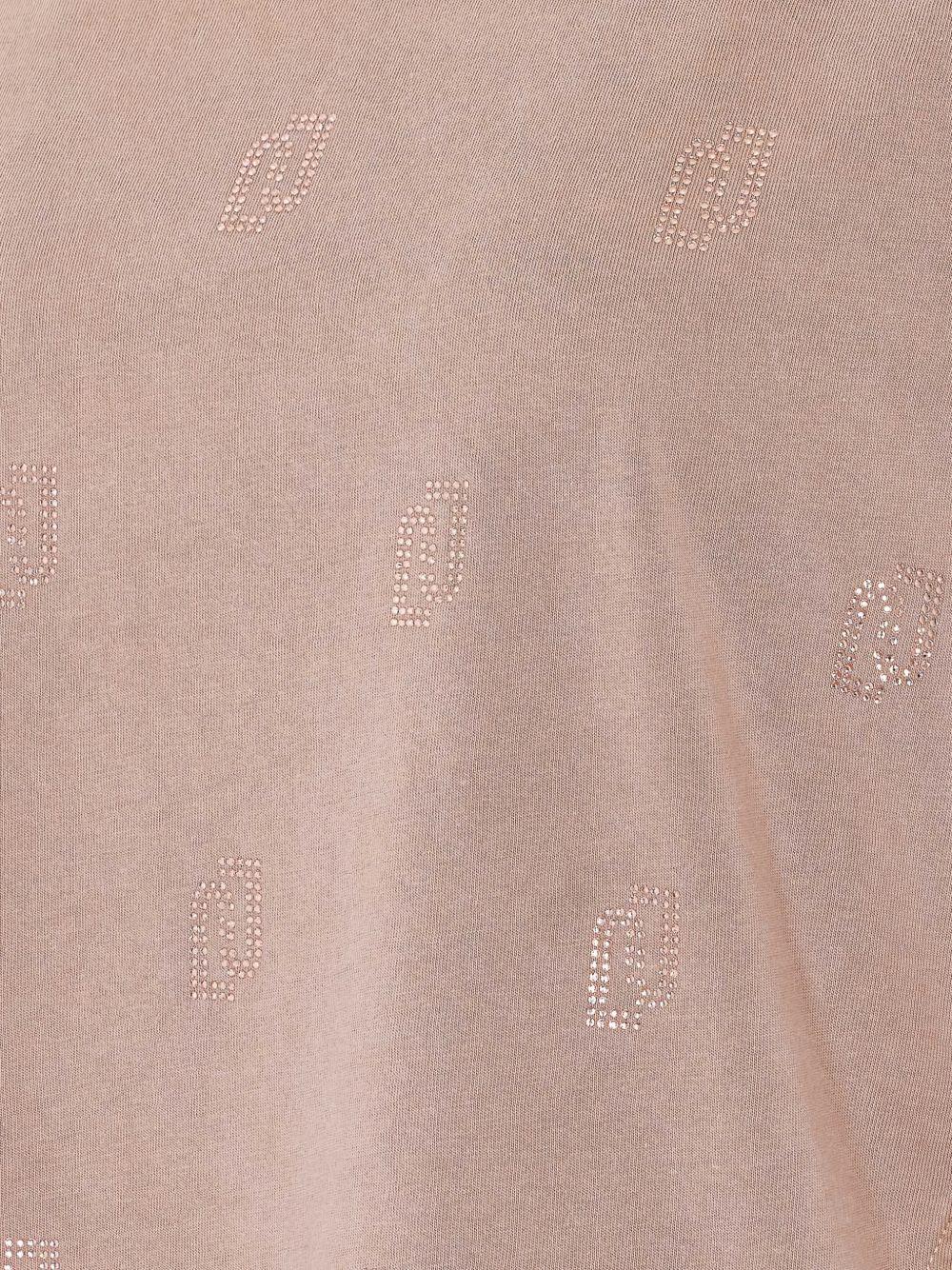 LIUJO T-shirt rosa in cotone a collo rotondo