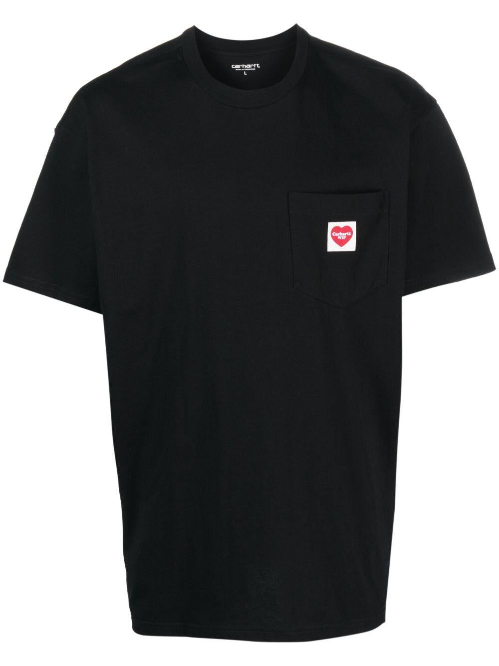 CARHARTT WIP T-shirt nera con logo cuore sul petto