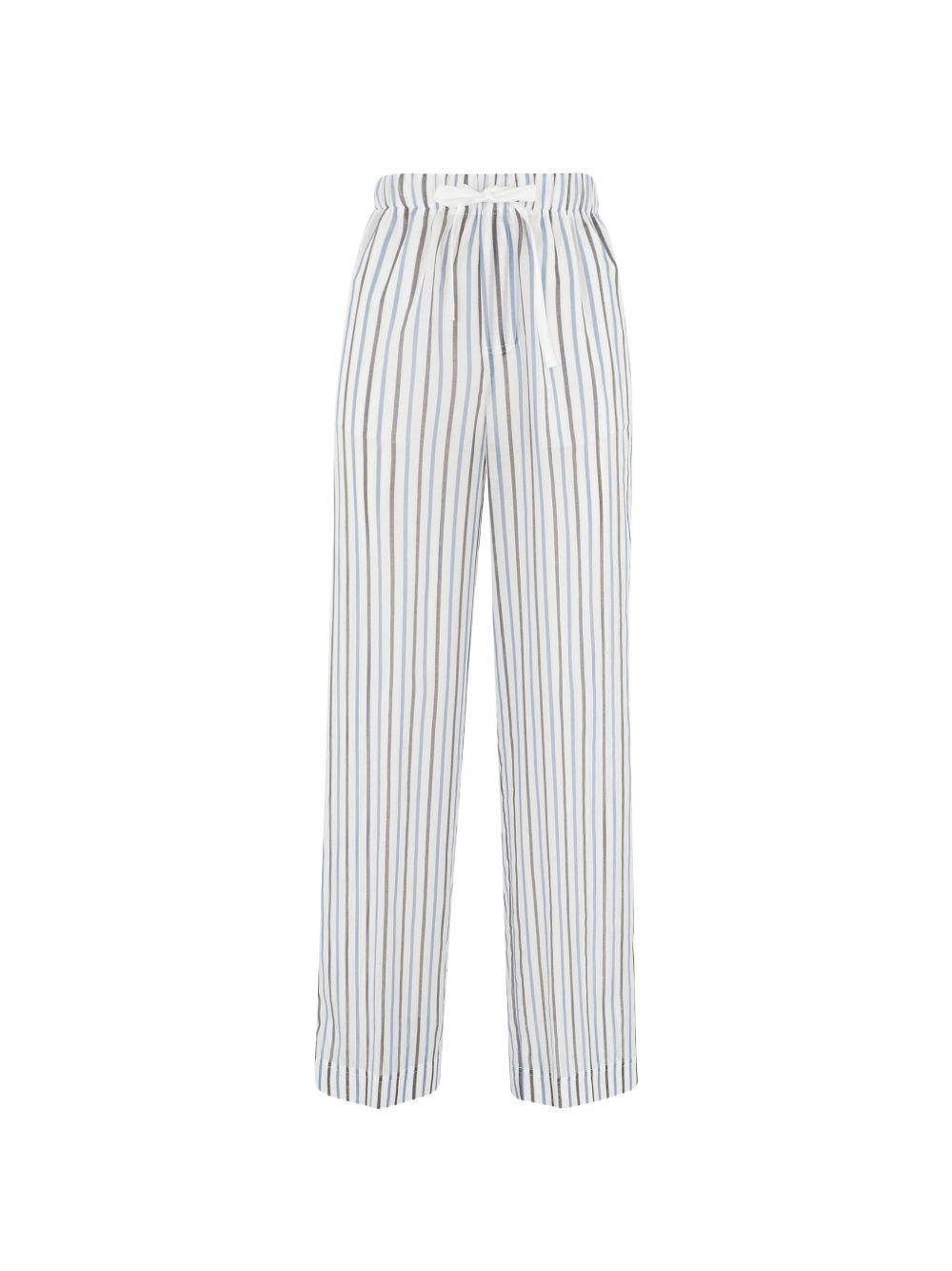 SEMICOUTURE Pantaloni in cotone misto seta a righe con coulisse