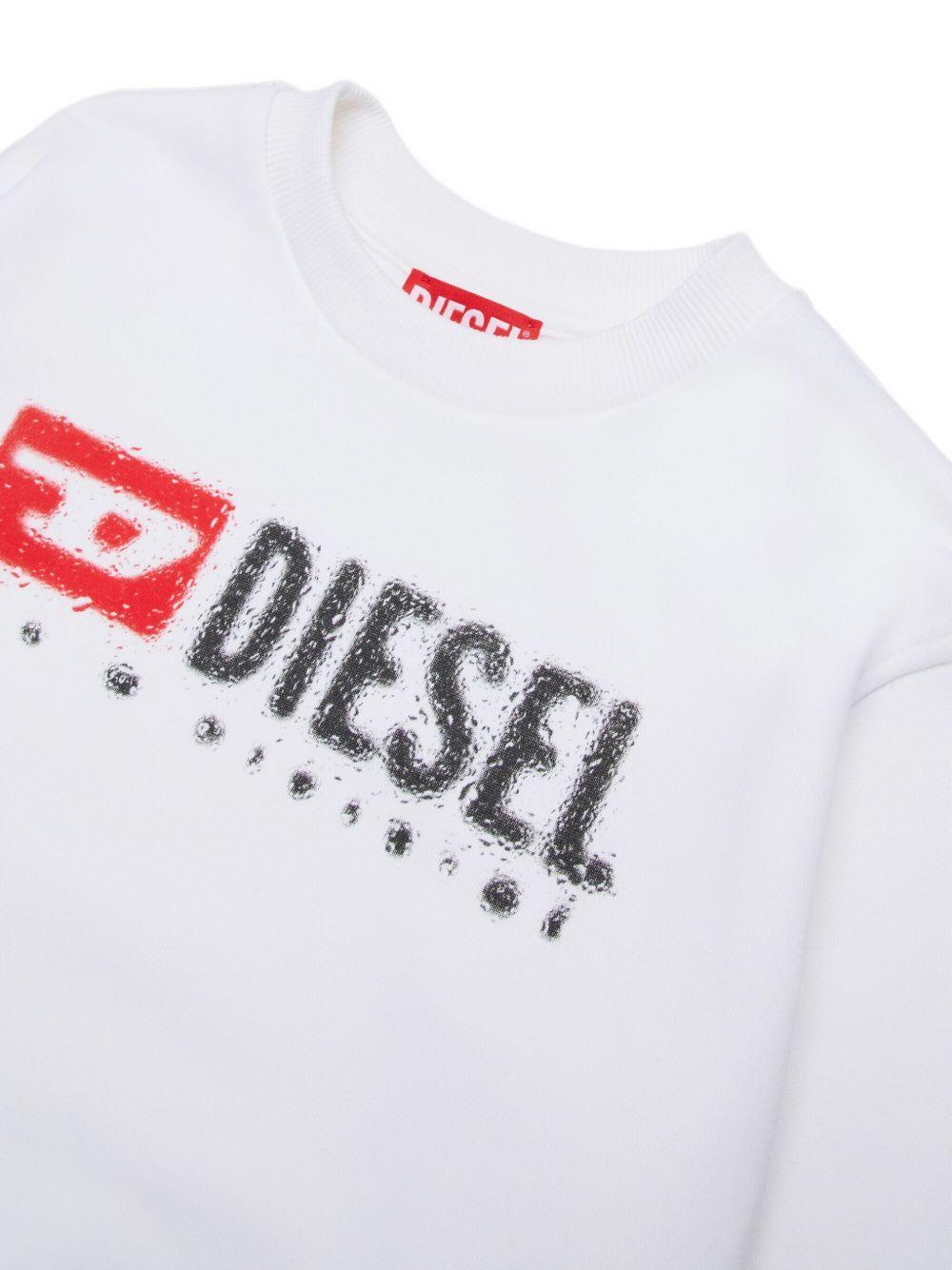 DIESEL Felpa da bambino in misto cotone bianco