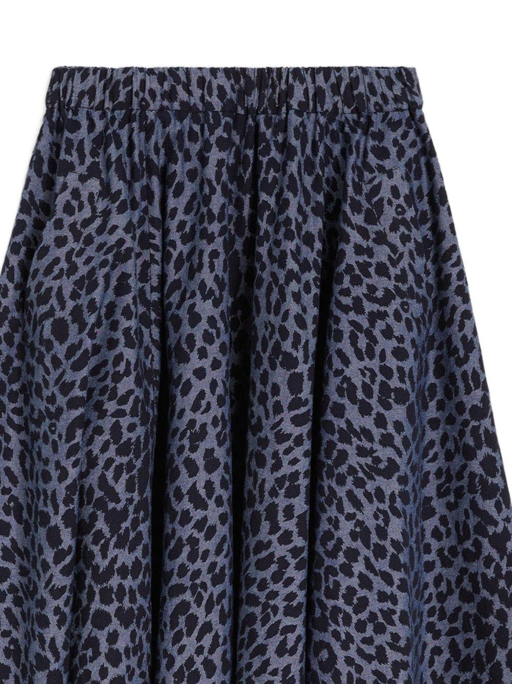 ASPESI Gonna midi in cotone leopardata