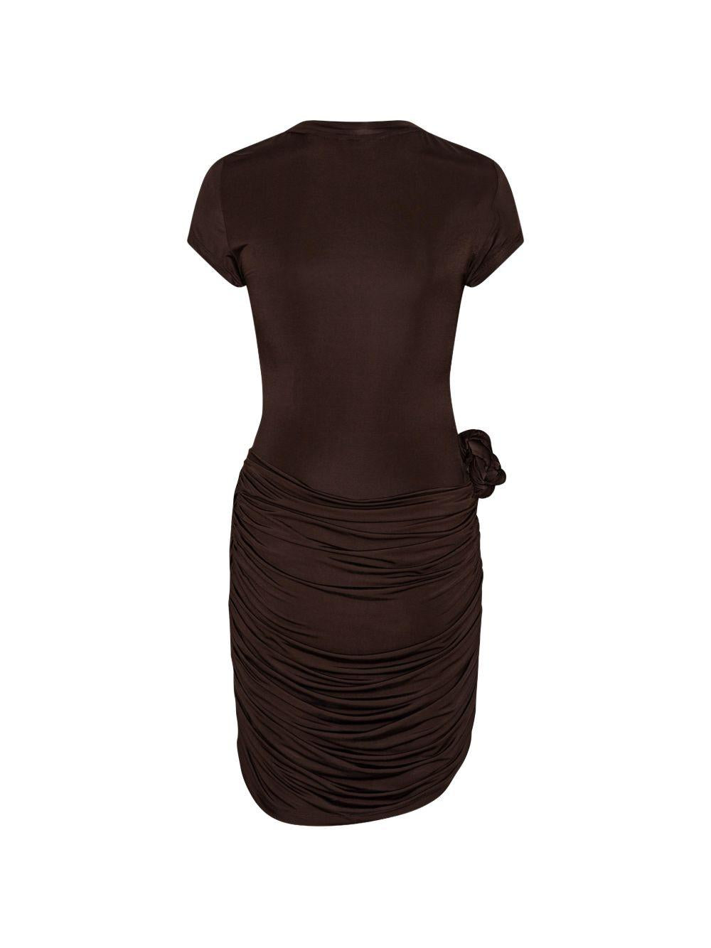 ROTATE Abito corto marrone con rosa