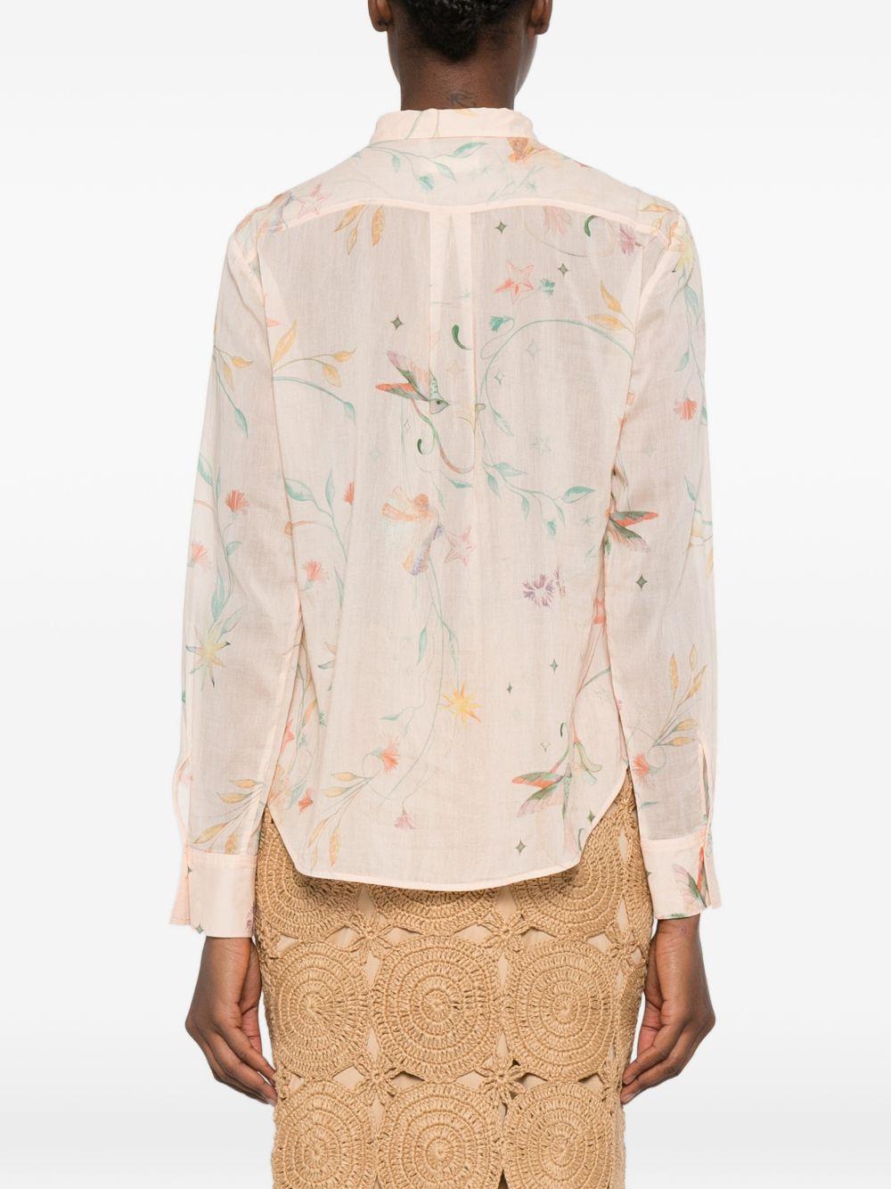 FORTE FORTE Camicia a maniche lunghe rosa con fantasia floreale