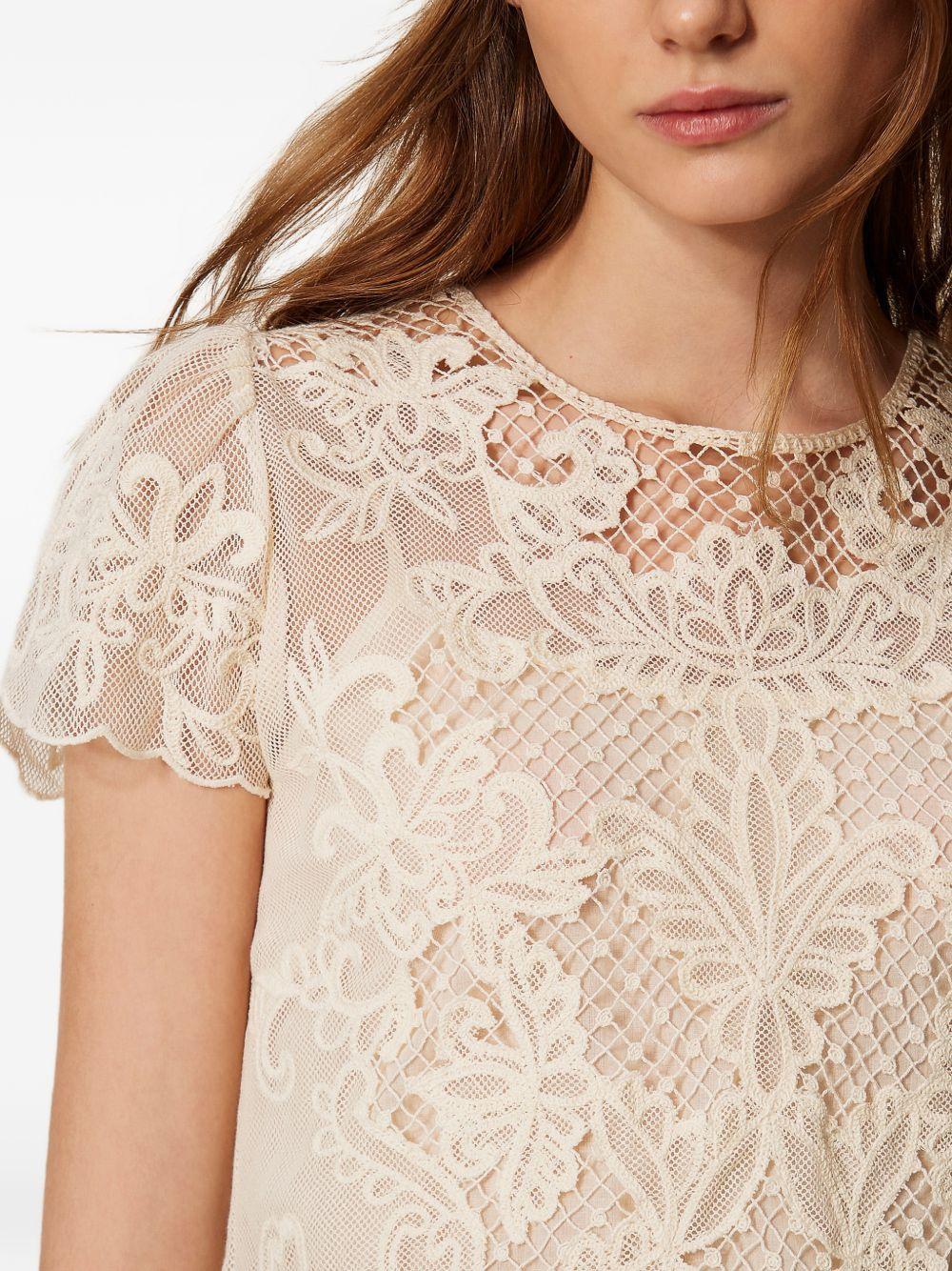 TWINSET Blusa ricamata in cotone bianco