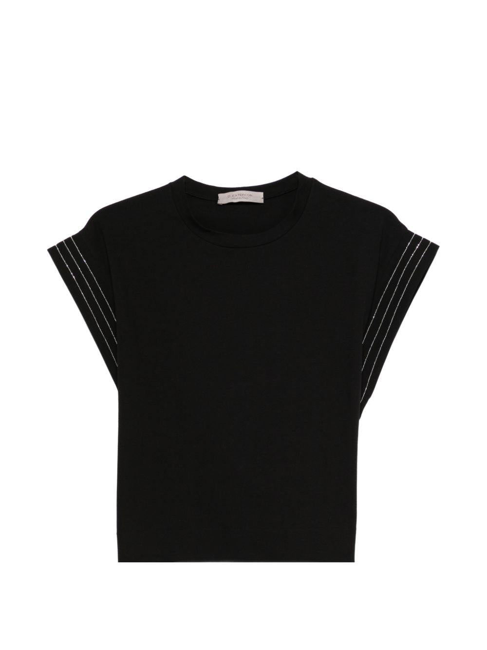 D EXTERIOR T-shirt in cotone elasticizzato nero