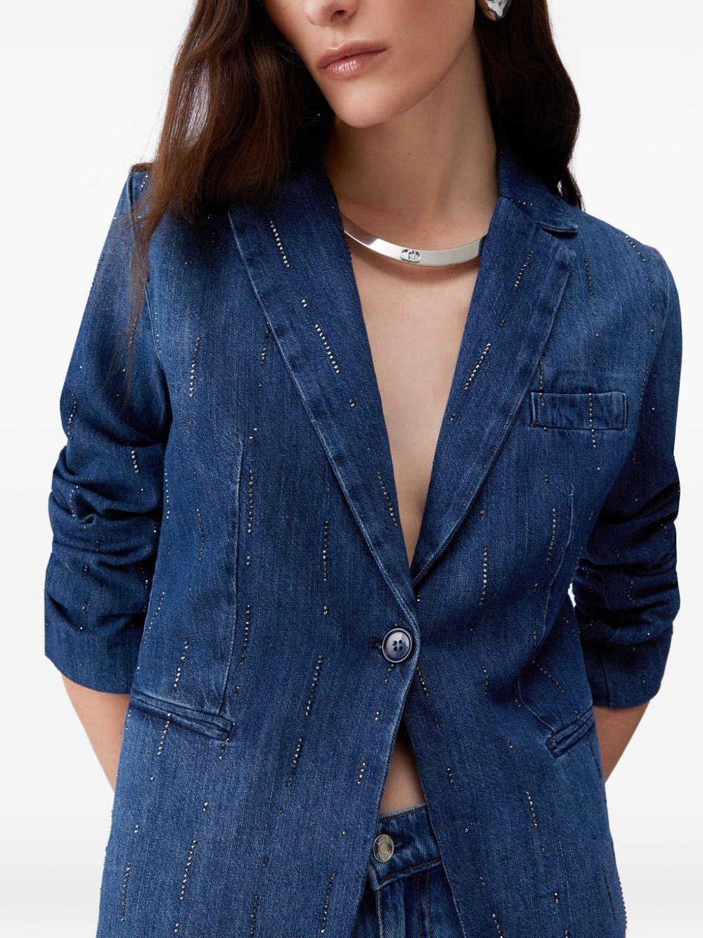 LIUJO Blazer in denim blu con strass