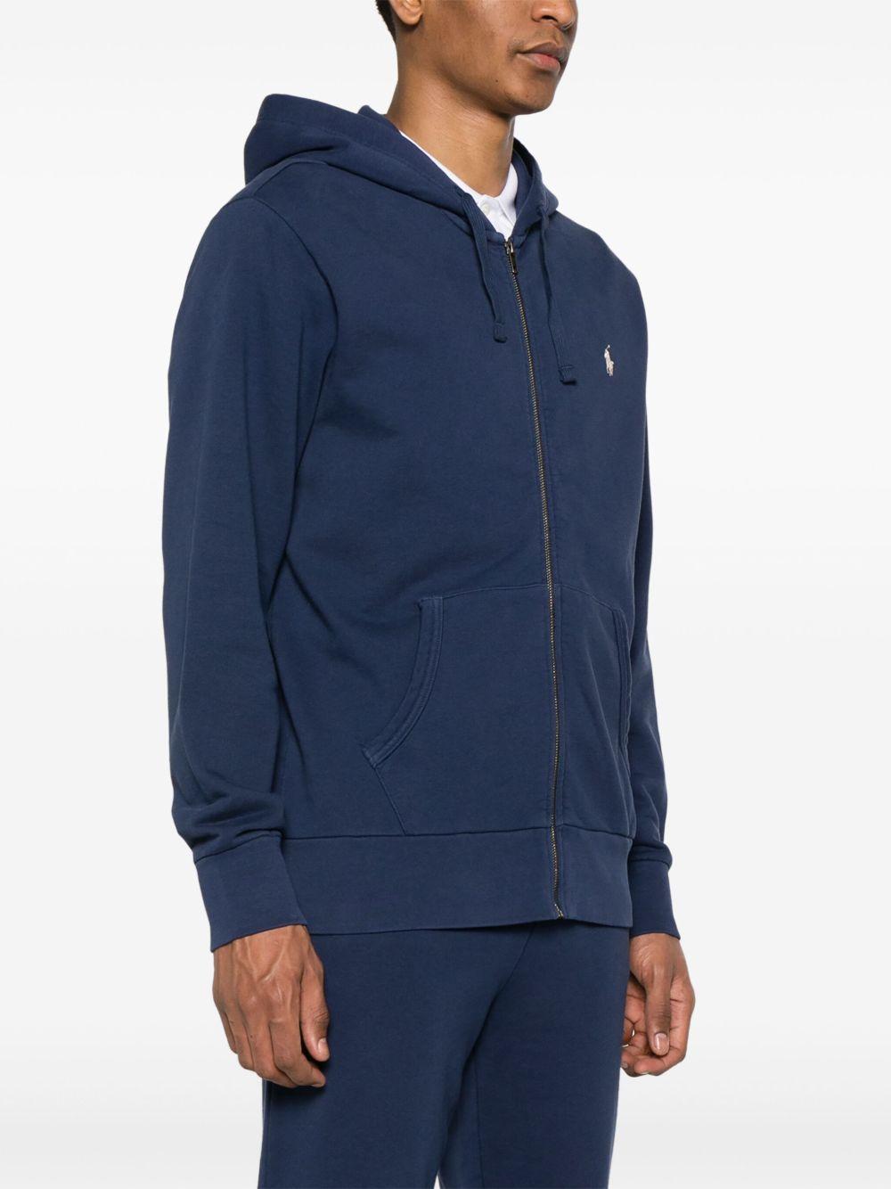 POLO RALPH LAUREN Felpa blu con cappuccio e zip